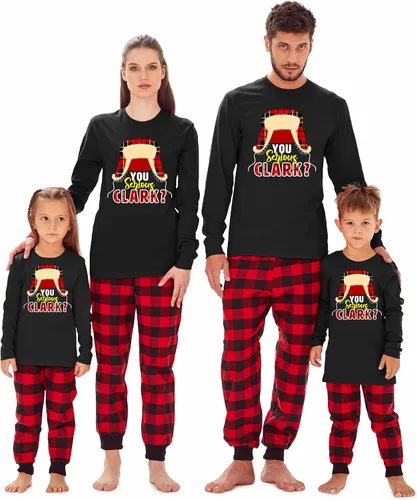 Vista 8 de Camiseta familiar de manga larga con texto en inglés "You Serious Clark Christmas" Top - Athletic Heather