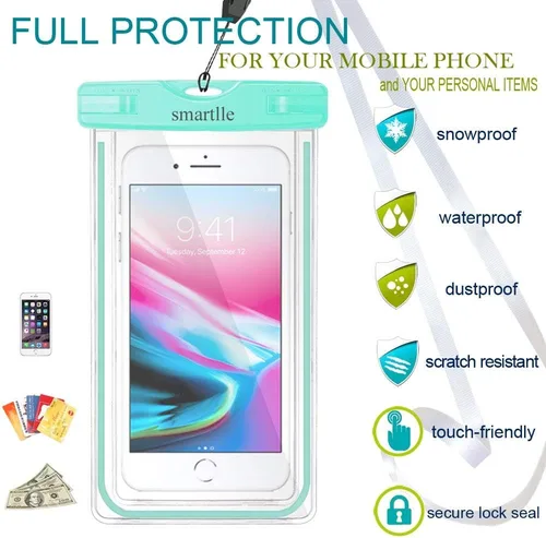 Vista 4 de Funda impermeable para teléfono, paquete de 2 protectores impermeables IPX8 para iPhone 15 14 13 12 11 Pro Max XR XS SE, para Galaxy S24 23