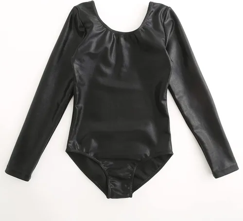 Vista 24 de AFAVOM Leotardos de gimnasia para niñas, leotardos de manga larga para niñas, brillantes y brillantes, para gimnasia, traje de ballet y danza