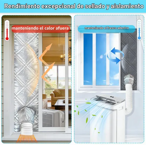 Vista 5 de Kit de ventana de aire acondicionado portátil resistente de 40 pulgadas, protector térmico de papel de aluminio reflectante, 100% opaco e