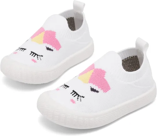 Vista 5 de Tianohoh Zapatos deportivos para niños y niñas, zapatos casuales para caminar, transpirables, ligeros, de malla, sin cordones, mocasines