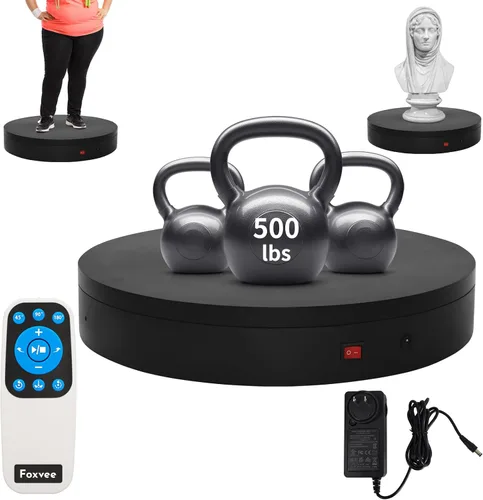 Vista 14 de Tocadiscos motorizados con control remoto, soporte giratorio motorizado resistente, plataforma giratoria ajustable de velocidad, tocadiscos