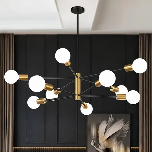 Vista 17 de Sputnik - Lámpara de techo con 6 luces para comedor Negro y oro cepillado