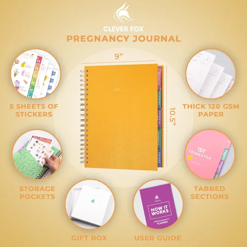 Vista 6 de Clever Fox Diario de embarazo y libro de recuerdos – Agenda de embarazo y cuaderno para futuras mamás – Recuerdo del bebé, regalo para madres