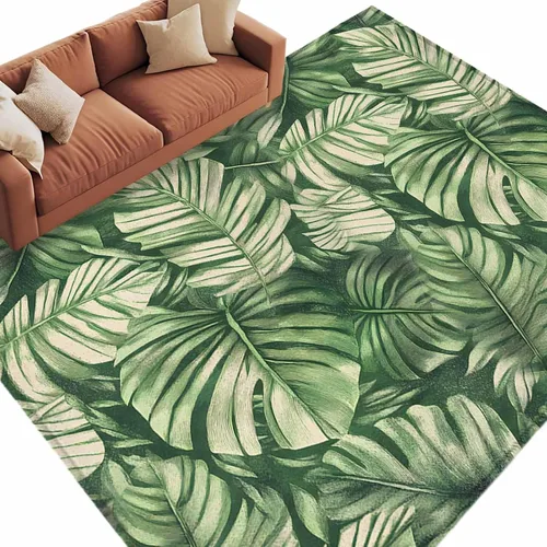 Vista 9 de 6x9 Area Rugs for Living Room, Tropical Leaves Non-Slip Area Rugs for Living Room Bedroom Entryway, Watercolor Retro Country Summer Leaf Washable