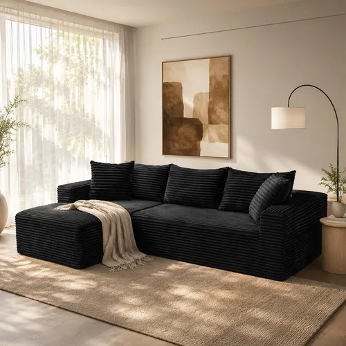 Vista 15 de Sofá seccional en forma de U de 108 pulgadas con otomana, sofá seccional modular de pana con asiento profundo, sofá modular moderno en forma de L