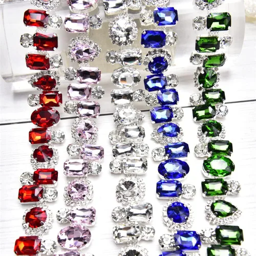Vista 4 de Cadena de garra de diamantes de imitación de flor de 1 yarda Soldadura Código de cristal de diamante Recorte DIY Collar Cinta Ropa Accesorios