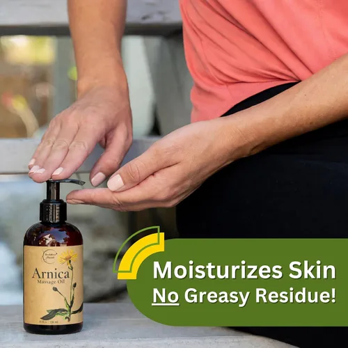 Vista 7 de Relief, aceite de arnica para masajes, ideal para deportes y mesajes terapéuticos, 100 % natural, arnica montana para el dolor muscular Contiene