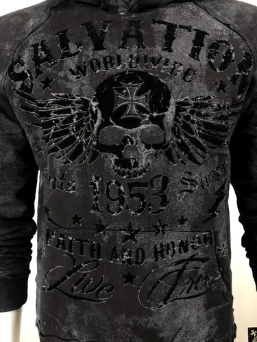 Vista 2 de xtreme couture by Affliction Sudadera con capucha para hombre BLACK TIDE Heavyweight, Negro