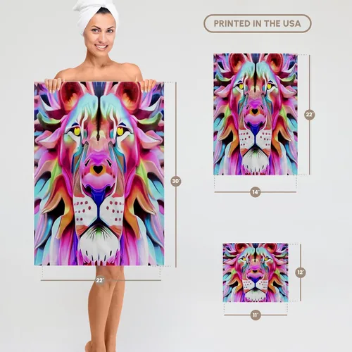 Vista 5 de 3dRose Paño de lavado de 11 x 12 pulgadas para cara y cuerpo – un arte de fantasía de león irreal – abstracto geométrico