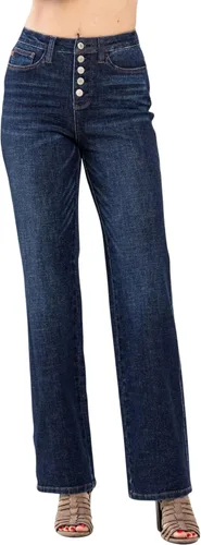 Vista 2 de Judy Blue Vaqueros rectos de talle alto con 5 botones para mujer - 88598
