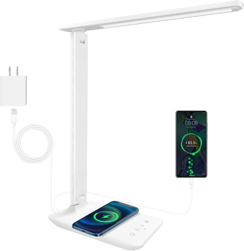 Vista 5 de karidi Lámpara de Escritorio LED Regulable Lámpara de Mesa con Puerto de Carga USB, 5 Modos de Iluminación, Control Sensible, Luz de Escritorio