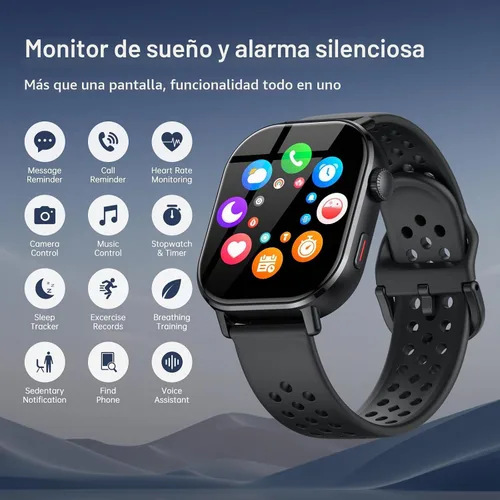 Vista 7 de Reloj inteligente para hombre, GPS, 2.06 pulgadas, HD, AMOLED, militar, multideporte, rastreador de fitness con llamada Bluetooth, brújula Negro