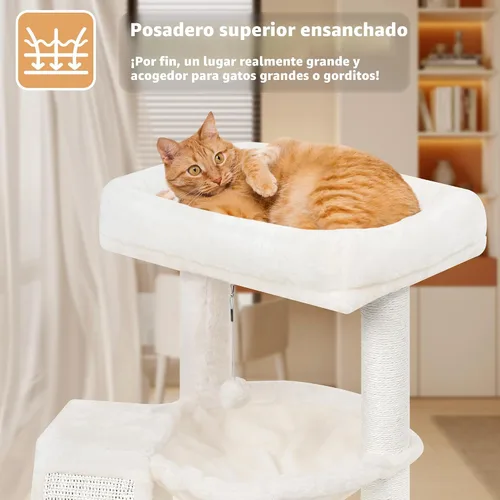 Vista 4 de YOUPET Árbol para gatos con poste para rascar para gatos de interior, torre para gatos con tablero para rascar y pelotas de juguete, torre de árbol