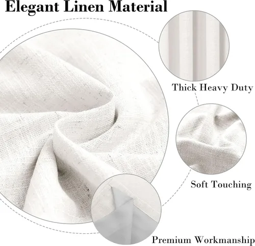 Vista 2 de coloelaf - Cortinas opacas para dormitorio, cortinas de lino blanco con aislamiento térmico para ventana, para sala de estar, cocina, casa de campo