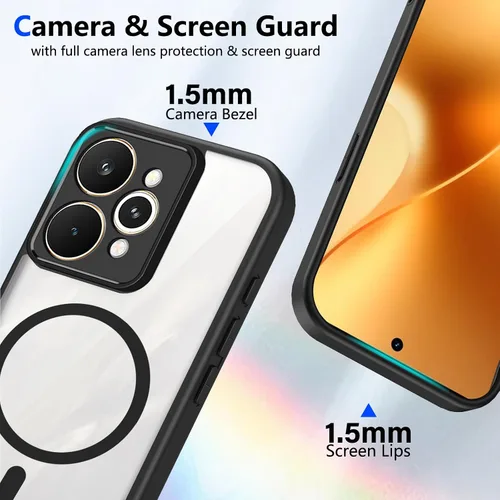 Vista 490 de Funda magnética transparente compatible con Xiaomi 17T, color negro 2 en 1 PC + TPU cubierta de teléfono a prueba de golpes, carcasa protectora