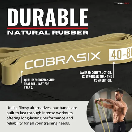 Vista 4 de COBRASIX Resistance Bands for Working Out, Light Stretching Bands, Long Loop Exercise Bands for Strength Training, Pull Ups Assistance, Physical