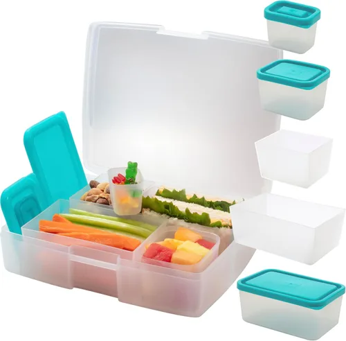 Vista 11 de BENTOLOGY - Lonchera Bento a prueba de fugas con 5 recipientes extraíbles - Fruta/Multicolor