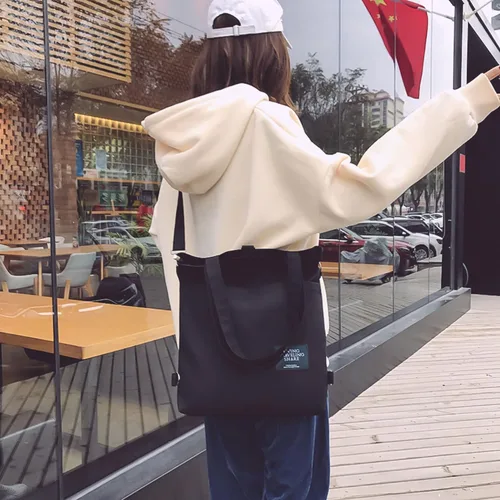Vista 4 de Bolso de hombro de lona para mujer estilo retro estilo informal