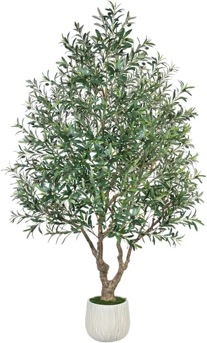 Vista 10 de Árbol de ficus artificial de 6 pies con troncos de madera real, árbol de Árbol de ficus tipo 4-6ft