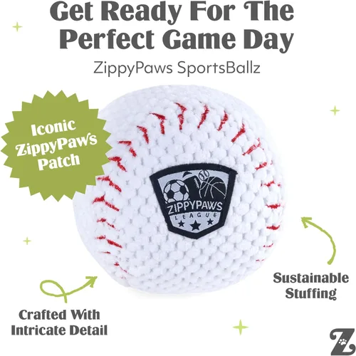 Vista 3 de ZippyPaws SportsBallz - Juguetes chirriantes para perros para mantenerlos ocupados, divertido peluche para perros pequeños, medianos y grandes