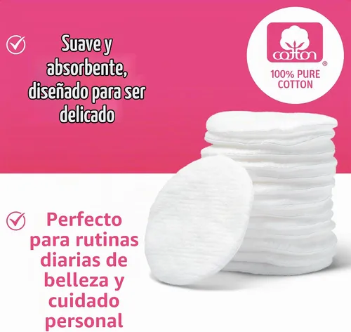 Vista 6 de Simply Soft - Redondas de algodón de alta calidad, 100% algodón puro, almohadillas de algodón absorbente, 100 unidades (paquete de 6)