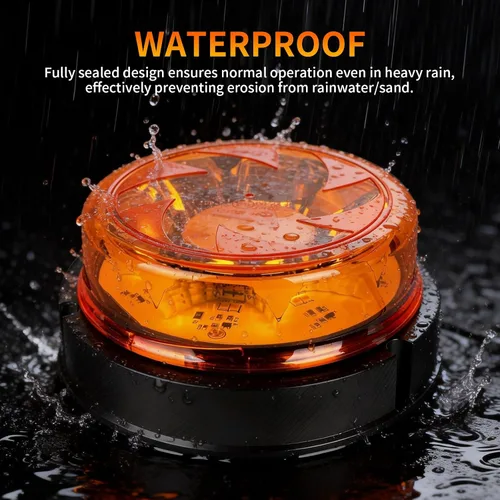 Vista 5 de 1 pieza de luces estroboscópicas para camiones con 25 cables internos, luz de baliza magnética naranja de 12v24v de 6 modos para coche, camión, UTV