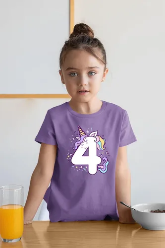 Vista 11 de Camisetas de unicornio para 4º cumpleaños para niñas pequeñas, camiseta de 4 años y cuarto