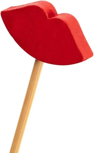 Vista 8 de Restaurantware Pinchos de cóctel de 2.75 pulgadas, 1000 pinchos de aperitivo de labios sexys, palillos de dientes de bambú rojo resistentes