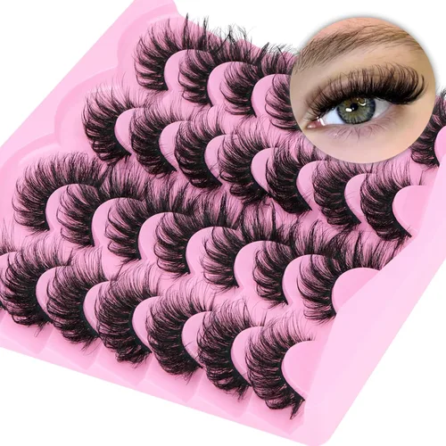 Vista 19 de Pestañas postizas de visón natural, efecto ojo de gato, finas, 16 mm, 5D, paquete de 14 pares de pestañas falsas de TNFVLONEINS
