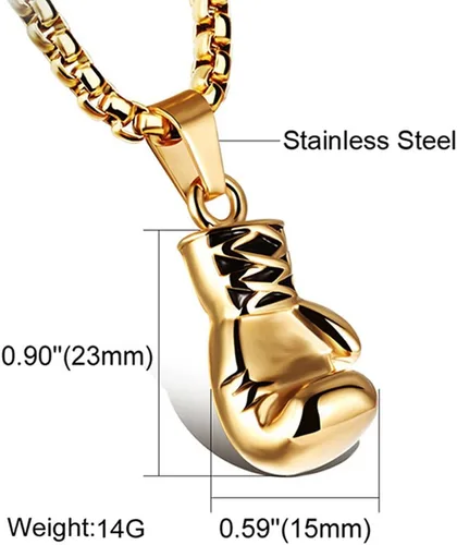 Vista 10 de Hamoery Collar con colgante de cadena de guante de boxeo de acero inoxidable punk para hombres y mujeres
