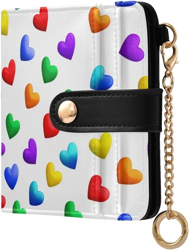 Vista 28 de Red Heart Black - Cartera para mujer, con bloqueo RFID, pequeña, delgada, tarjetero, plegable, compacta, de piel sintética, con bolsillo
