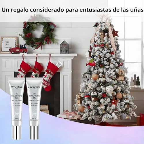 Vista 7 de Creaglam Arte de gel de uñas 3D: 2 piezas de 0.5 fl oz de pegamento de uñas de gel para tallar patrones de decoración - Polvo de uñas cromado