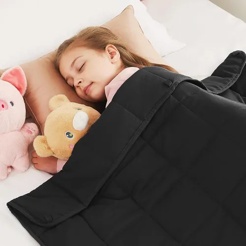Vista 30 de CuteKing Manta pesada (2 libras, 36 x 48 pulgadas, gris) manta pesada para 40-60 libras, manta pesada para refrigeración y calefacción con cuentas