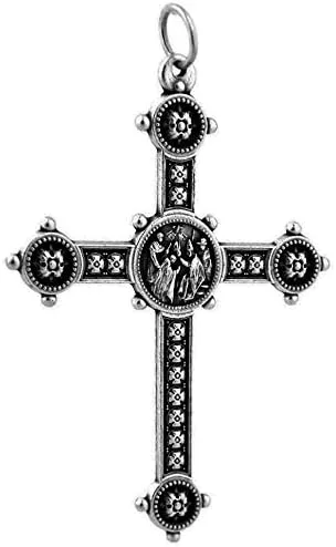 Vista 3 de Colgante de cruz de consagración sagrada de 2 pulgadas Cruz de estilo barroco Joyería católica cristiana Gran adición al rosario, coronilla