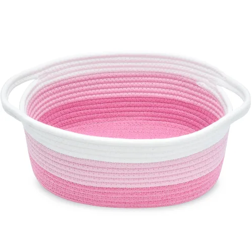 Vista 11 de ABenkle Cesta Pequeña con Asas - Contenedor de Almacenamiento Tejido de Cuerda Decorativo Duradero Cubo Organizador de Estante, Cesta de Regalo