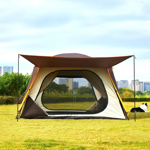 Vista 5 de KTT Extra Large Tent 6-12-14 Person,Family Cabin Tents,2 Rooms,3 Doors and 3 Windows with Mesh,Straight Wall,Waterproof,Double Layer,Big Tent for