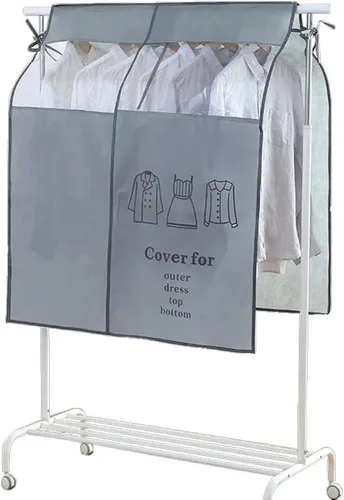 Vista 2 de Bolsas de ropa para colgar ropa, 43. 7 bolsas transparentes para colgar ropa para armario, cubierta inferior cerrada para perchero, protector