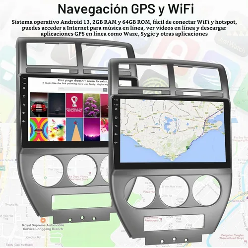 Vista 6 de [2+64G] Estéreo de coche Android para Jeep Compass Patriot 2007 2008 2009 con Apple Carplay y Android Auto 10.1 pulgadas pantalla táctil Radio