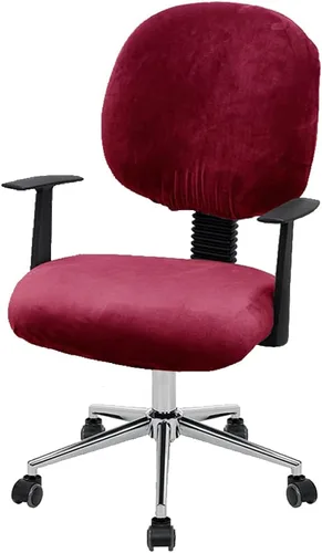 Vista 9 de ITFRO Funda negra para silla de oficina, de terciopelo, elástica, 2 piezas, funda para silla de escritorio de computadora, funda giratoria universal