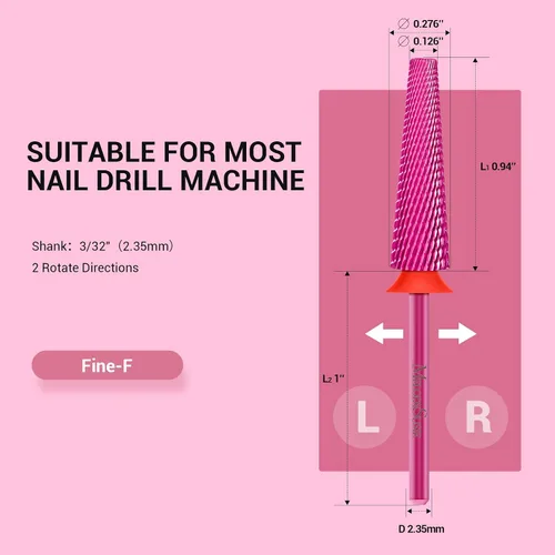 Vista 3 de MelodySusie Brocas de uñas súper largas 5 en 1, brocas de carburo de tungsteno de 3/32 pulgadas, adecuadas para manicura, pedicura, cutícula