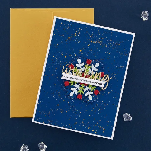 Vista 5 de Spellbinders SDS-185 Snowflake Wishes - Juego de sellos y troqueles transparentes de la colección Bibi's Snowflakes de Bibi Cameron