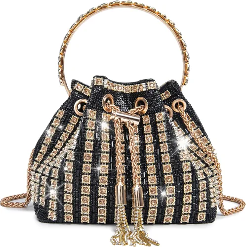 Vista 15 de Bolso de noche con diamantes brillantes para mujer, bolso de mano con diamantes de imitación para fiesta, baile de graduación, cóctel