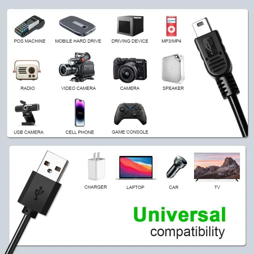 Vista 6 de FOUCECLAUS Cable de alimentación y datos USB para calculadoras Texas Instruments, cable de carga de 5 pies compatible con calculadoras gráficas