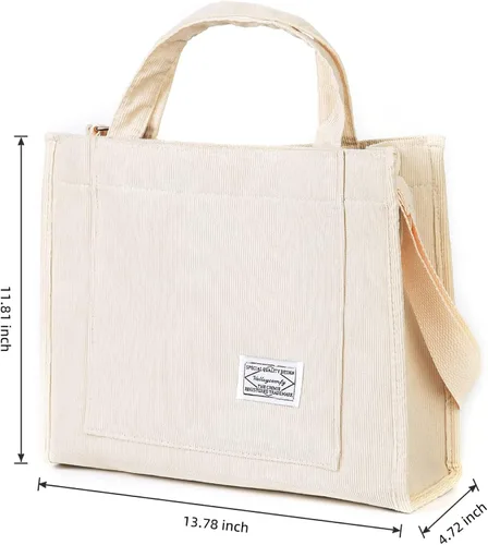Vista 2 de Bolso de mano vintage de pana casual para mujer, bolso cruzado estilo hobo para mujer, bolso de hombro de viaje, bolso ecológico