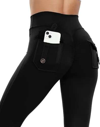 Vista 6 de Leggings con levantamiento de glúteos para mujer, sin costuras, de cintura alta, pantalones de yoga, leggings fruncidos