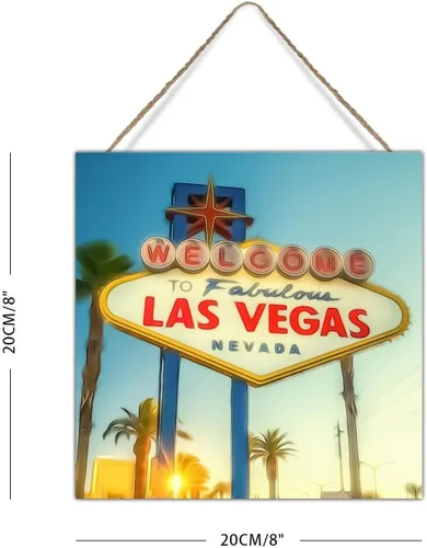 Vista 2 de Letrero de madera de USA City Casino Las Vegas, letrero decorativo de madera del estado de Nevada, regalo para viajeros, amigos, letrero colgante