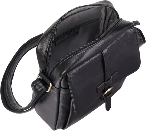Vista 5 de Bolso bandolera de cuero genuino Bolso bandolera de piel de vaca unisex vintage, bolso lateral compacto de viaje de negocios