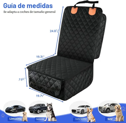 Vista 5 de PETICON - Paquete de 2 fundas para asiento delantero de automóvil para mascotas, funda de asiento de silla capitán Waterproof Pet Seat Protector