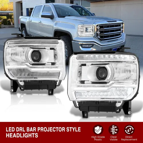 Vista 2 de AJP Distributors Par de faros delanteros LED DRL estilo OE con proyectores halógenos, lámparas de señal, carcasa de montaje de luces